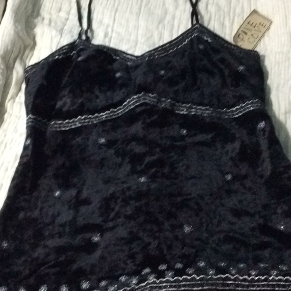 Black Crushed velvet camisole type blouse new with tags.  B14